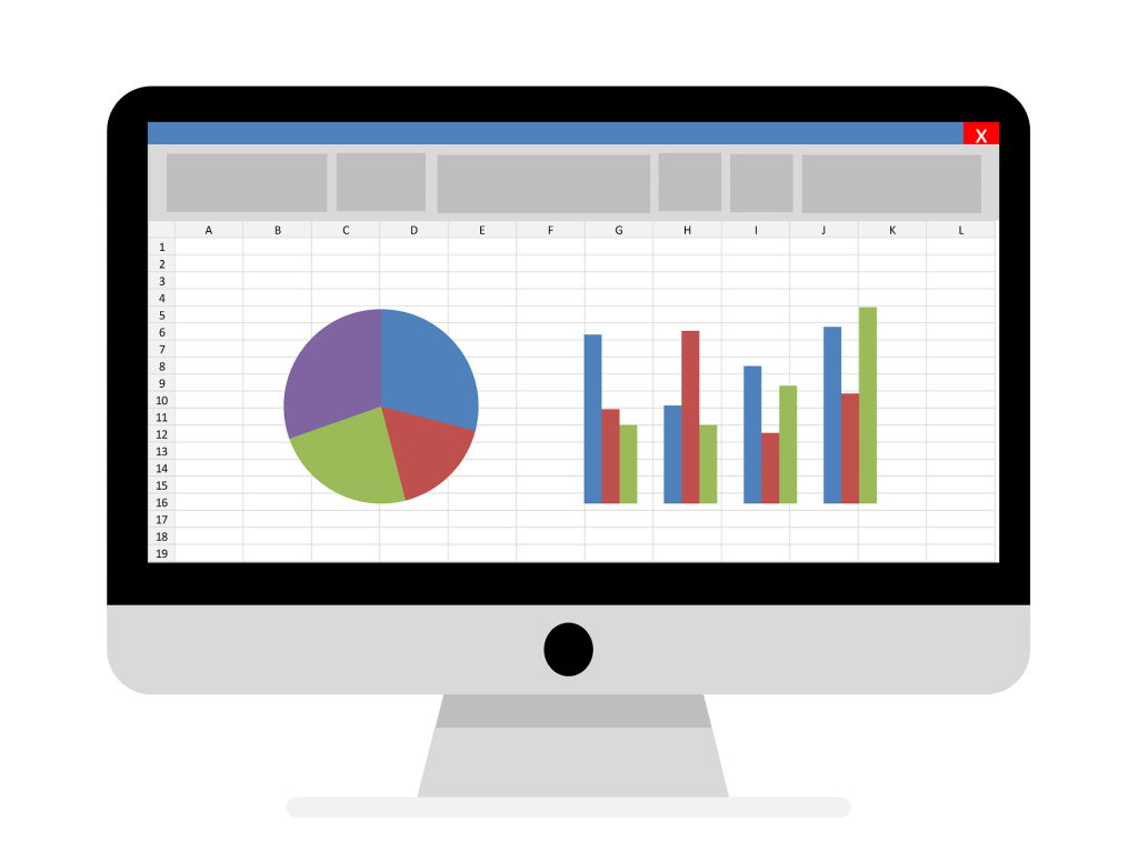 Pie chart and bar graph on a spreadsheet